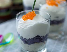 Verrine Saint-Jacques, Vitelotte et chantilly salée