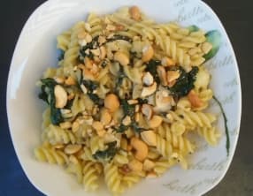 Fusilli épinards frais, gorgonzola et poires