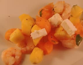 Salade de crevettes, au melon et à l’ananas