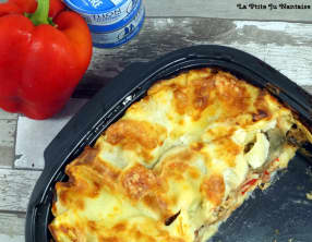 Lasagnes au thon, poivrons et aubergines