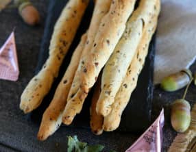 Gressins aux cumin et graines de lin brun