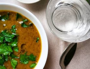 Soupe de lentilles vertes, carottes et cumin