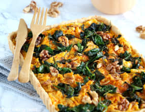 Quiche à la courge, aux épinards et au chèvre