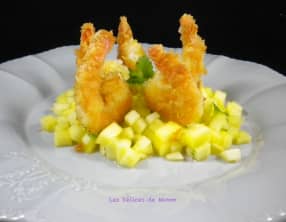 Gambas « pankées » sur salsa de mangue