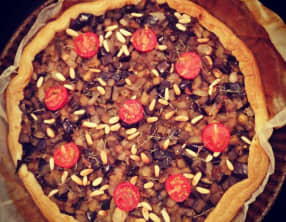 Tarte aubergines et pignons de pin