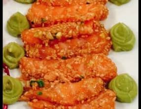 Tataki de saumon et crème d'avocat