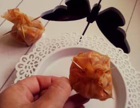 Aumônières de fruits en feuilles de brick