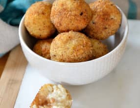 Croquettes de riz au lait, coeur au carambar