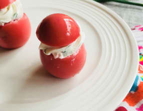 Mes œufs roses au chèvre