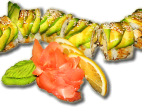 Salade de riz et poisson en forme de dragon des mers