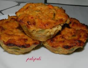 Muffins aux deux poissons-scampis et poireaux