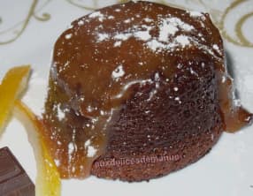Coulant chocolat à l'orange cœur caramel au beurre salé