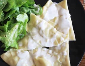 Raviolis maison à la fondue de poireaux