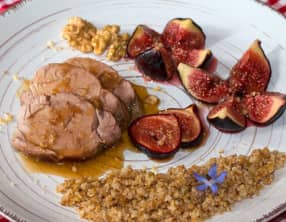 Filet mignon de porc au miel et aux figues confites