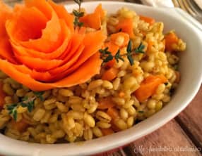 Risotto d’orge au potiron, carotte, curcuma et thym