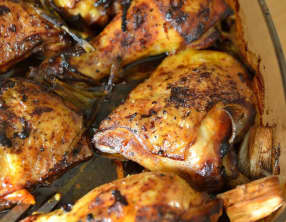 Poulet rôti, sauce huître