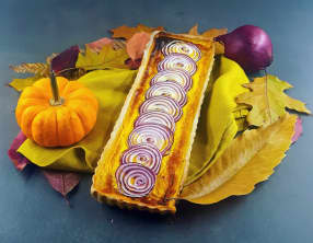 Quiche potiron-oignon rouge au curry