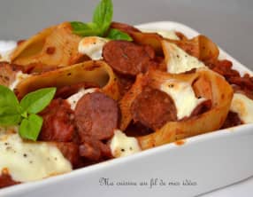 Gratin de pâtes lumacone au chorizo