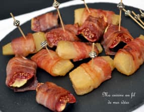 Bouchées au lard de poires et figues caramélisées au miel