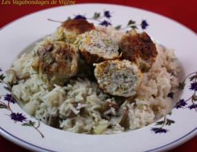 Boulettes au poulet, morilles et pistaches