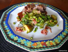 Rosa di Parma accompagnée de courgettes braisées aux petits pois