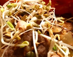 Bœuf satay aux graines germées