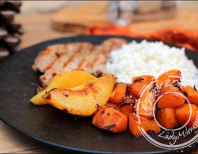 Escalopes de porc et sa poêlée de poire et courge