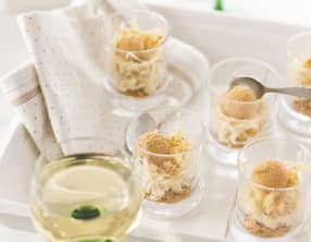 Verrines apéritives au foie gras et aux deux choux