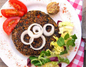 Steak végétal boulgour, pois chiches, champignon