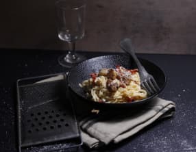 Nouilles chinoises carbonara aux pétoncles