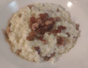 Risotto gorgonzola, châtaigne et raisin sec