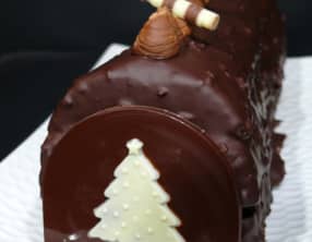 Bûche-Cake chocolat, gianduja et myrtille