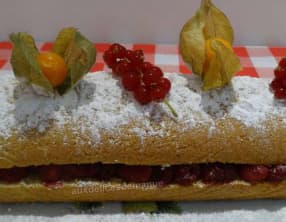 Bûche noix de coco aux framboises et sa sauce chocolat