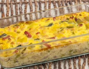 Gratin de haricots blancs, poireaux et jambon