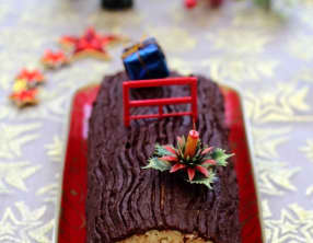 Bûche pâtissière à la vanille et chocolat