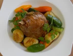 Jambonnette de canard et ses légumes