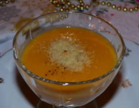 Crème de patate douce, gingembre et pêche