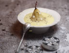 Poires pochées au sabayon épicé