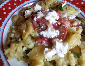 Pâtes au fromage de brebis et lardons