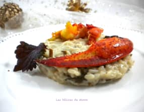 Demi-homard sur risotto aux chanterelles