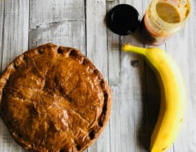 Galette des rois à la banane et au sésame,pâte feuilletée au chocolat