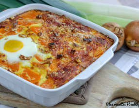 Gratin de potiron et fondue de poireau