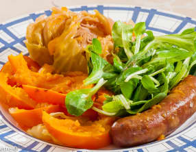 Saucisses au chou et potimarron
