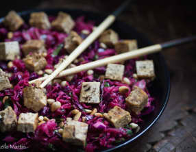Salade de choucroute crue, chou rouge et betterave