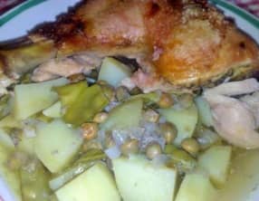 Poulet rôti aux petits pois