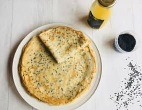 Crêpes au yuzu et au sésame noir