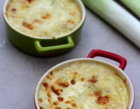 Gratin de poireaux et jambon à la cancoillotte