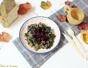 Salade tiède aux betteraves, haricots noirs et boulgour