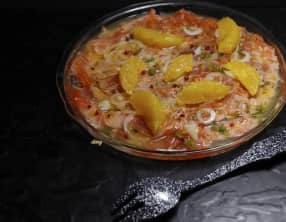Carpaccio de saumon mariné à l'orange