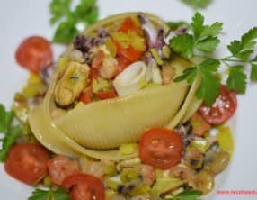 Caccavelle aux fruits de mer et poireaux